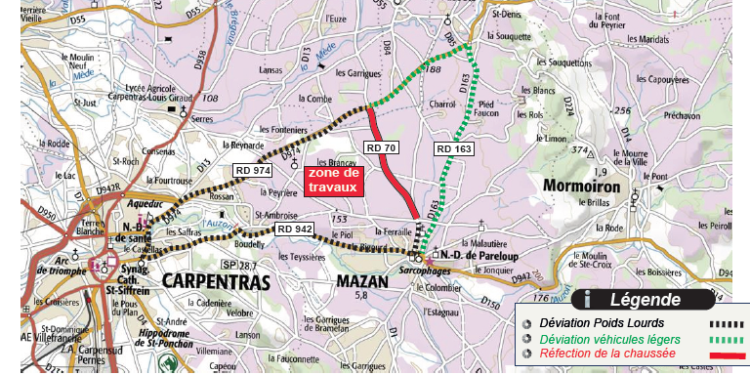 Mazan, Caromb, Modène : des travaux d’entretien sur une partie de la RD 70