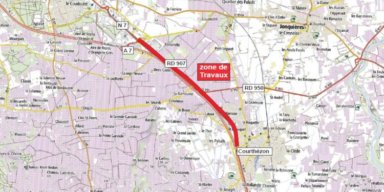 RD 907 : des travaux de réfection de chaussée à Courthézon et à Orange