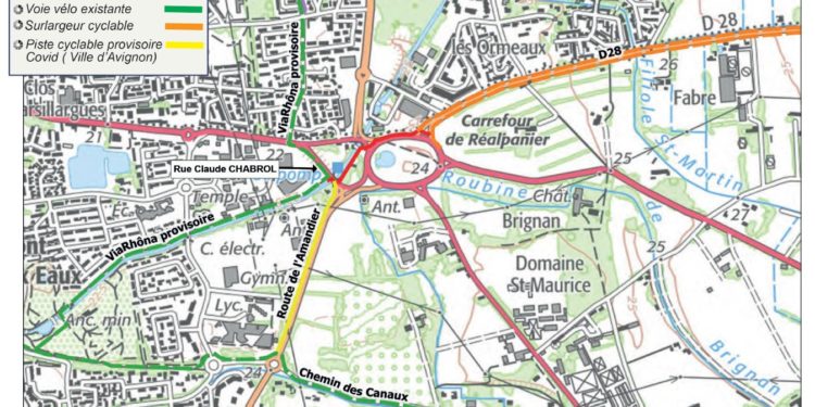 Chantier : aménagements cyclables au giratoire de Réalpanier à Avignon