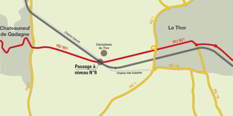 RD 901 : aménagement d’un carrefour giratoire à proximité du passage à niveau n°8 entre Châteauneuf-de-Gadagne et Le Thor