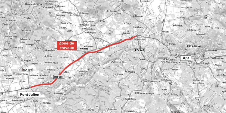 RD 900 : renforcement de la couche de roulement entre le Pont Julien et Apt