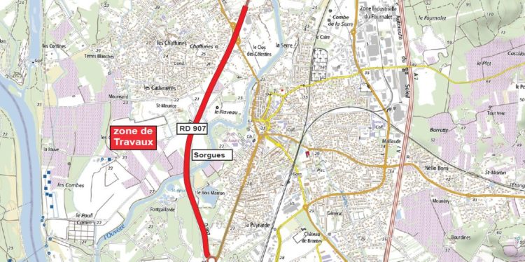 RD 907 : travaux de réfection de chaussée sur la déviation de Sorgues