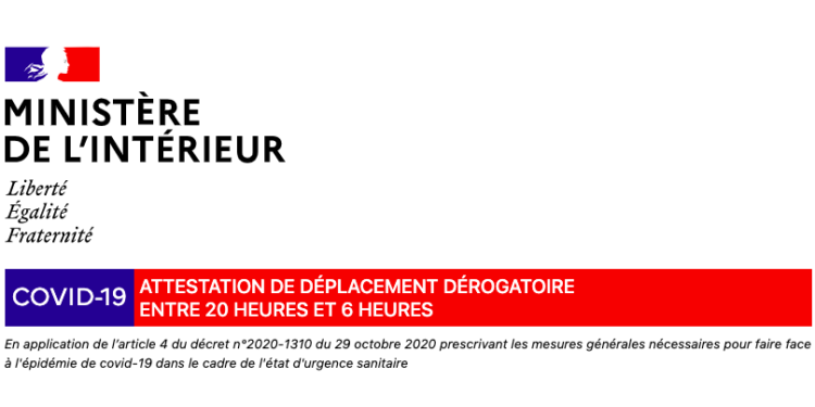 Attestation couvre-feu en ligne