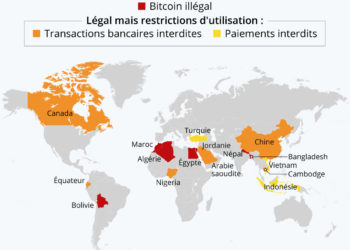 Les pays hostiles au Bitcoin