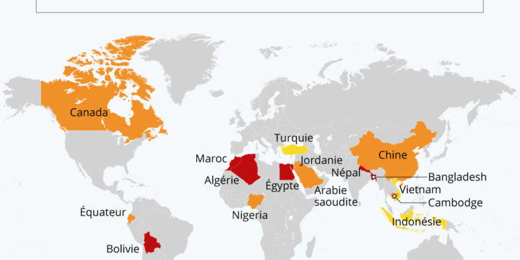 Les pays hostiles au Bitcoin