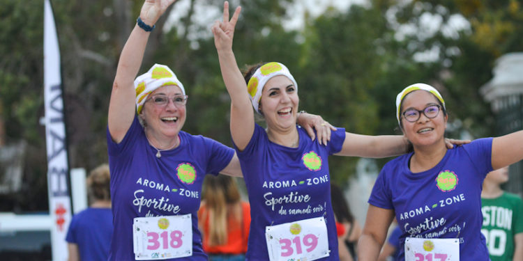 On s’échauffe pour le ‘run des filles’ à l’Isle-sur-la-Sorgue