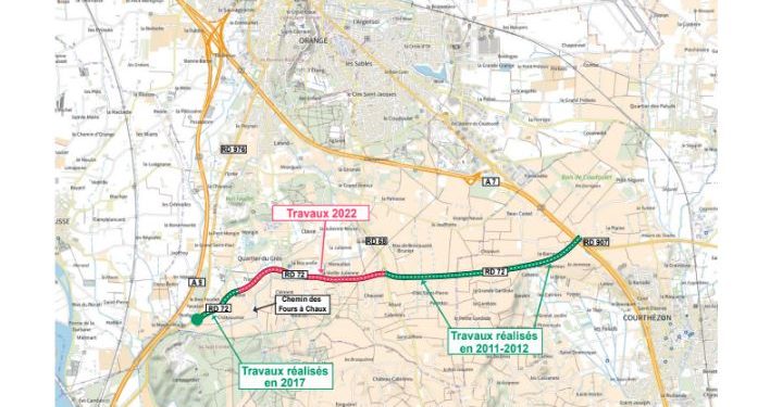 Seize mois de travaux sur la RD 72 à Orange