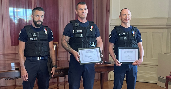 Le Pontet : la médaille du courage décernée à 3 policiers municipaux
