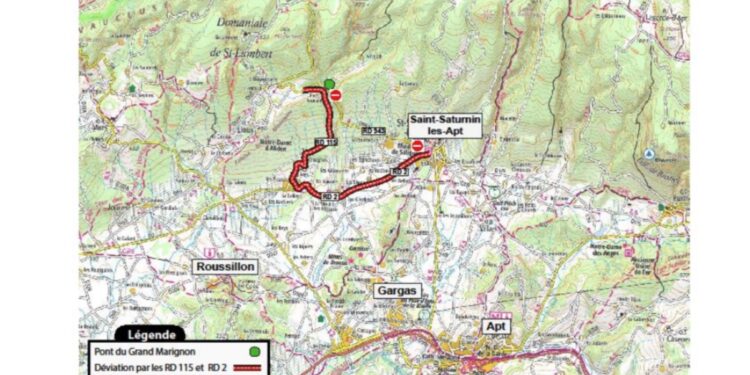 Saint-Saturnin-lès-Apt : une partie de la RD943 fermée pendant 3 mois