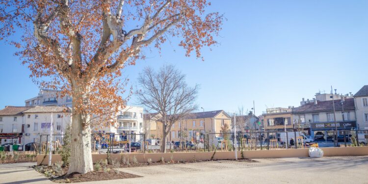 Le Pontet : Agilis réalise une place en béton végétalisé pour lutter contre la chaleur