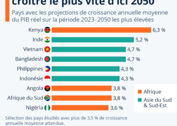 Les pays qui devraient connaître la plus forte croissance d’ici à 2050