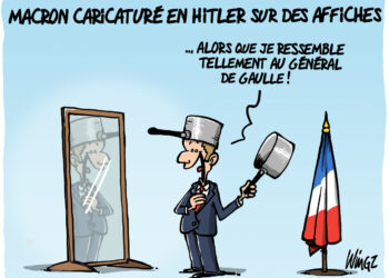 Macron caricaturé en Hitler sur des affiches vu par Wingz pour l’Echo du Mardi