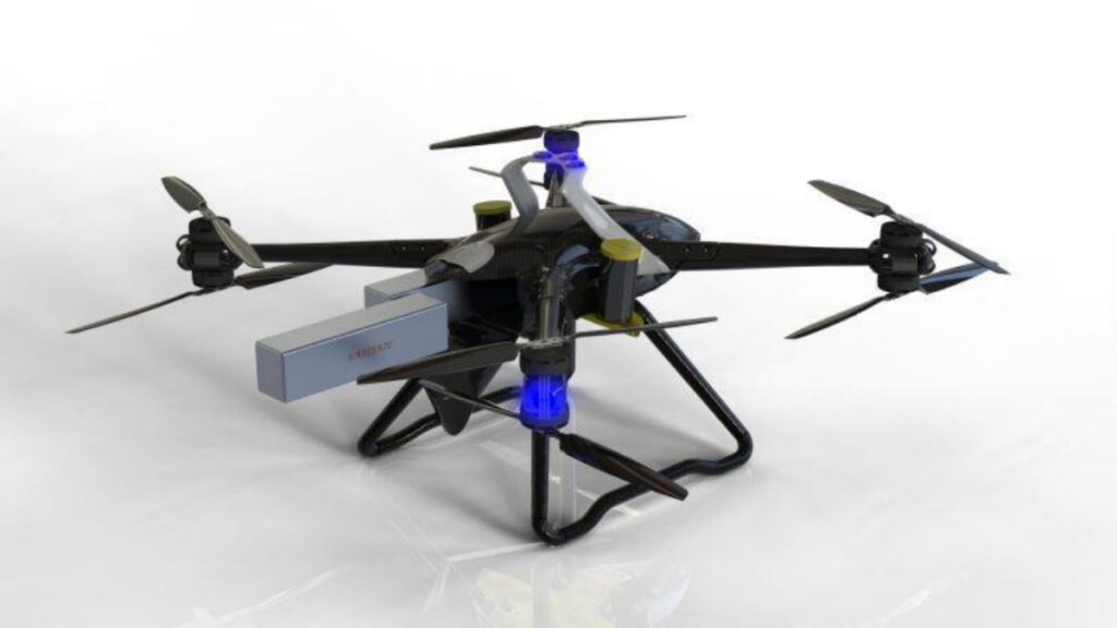Dispositif de système de largage de drone comprenant un train d