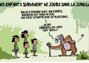 Des enfants 40 jours dans la jungle vu par Wingz pour l’Echo du Mardi
