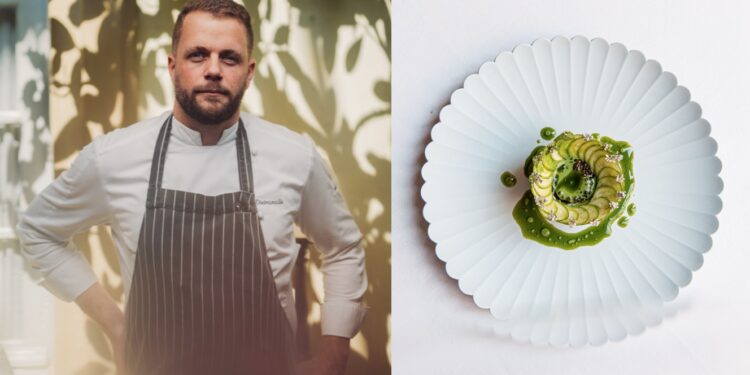 La recette de courgette violon au piment vert et caviar du chef Florent Pietravalle