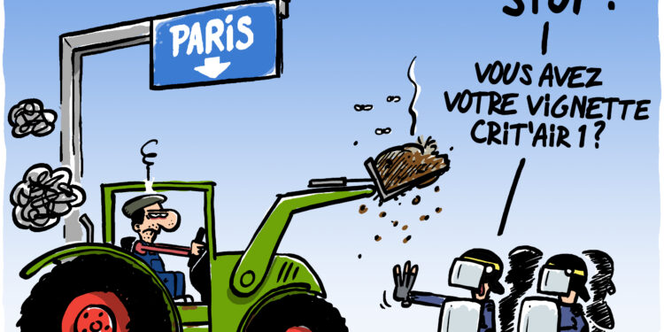 Les agriculteurs sur Paris vu par Wingz pour l’Echo du Mardi