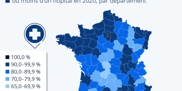 Quelle part de la population vit à moins d’un quart d’heure d’un hôpital ?