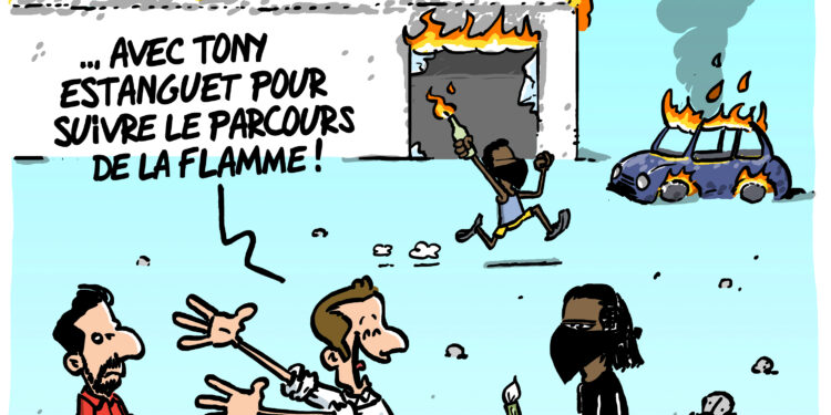 Emmanuel Macron en Nouvelle-Calédonie vu par Wingz pour l’Echo du Mardi