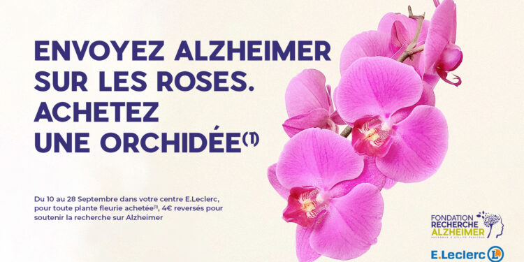Fondation recherche Alzheimer, opération une orchidée pour la mémoire avec E. Leclerc