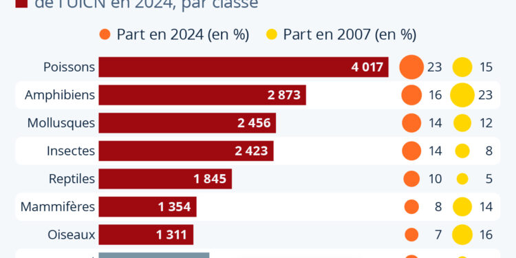 Près de 18 000 espèces sont menacées d’extinction