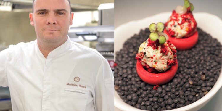 La recette de macaron à la betterave et au poisson du chef Matthieu Hervé